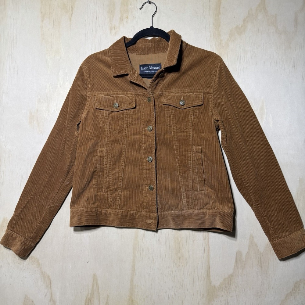 Jason Maxwell Corduroy Jacket Women's Small Brown Button Front Casual